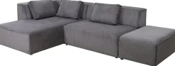 Narożnik Modułowy Sztruksowy Szary Lewy 306x182 Cm