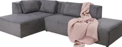 Narożnik Modułowy Sztruksowy Szary Lewy 306x182 Cm