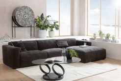 Narożnik Modułowy Tapicerowany Szary Prawy 335x170 Cm