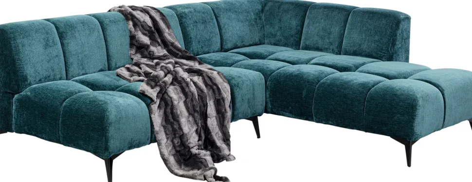 Narożnik Prawy Ciemnozielony Welurowy Nogi Czarne 250x200 Cm