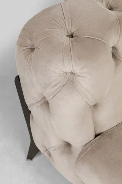 Narożnik Prawy Welurowy Pikowany Taupe Glamour 240x180 Cm Nogi Czarne