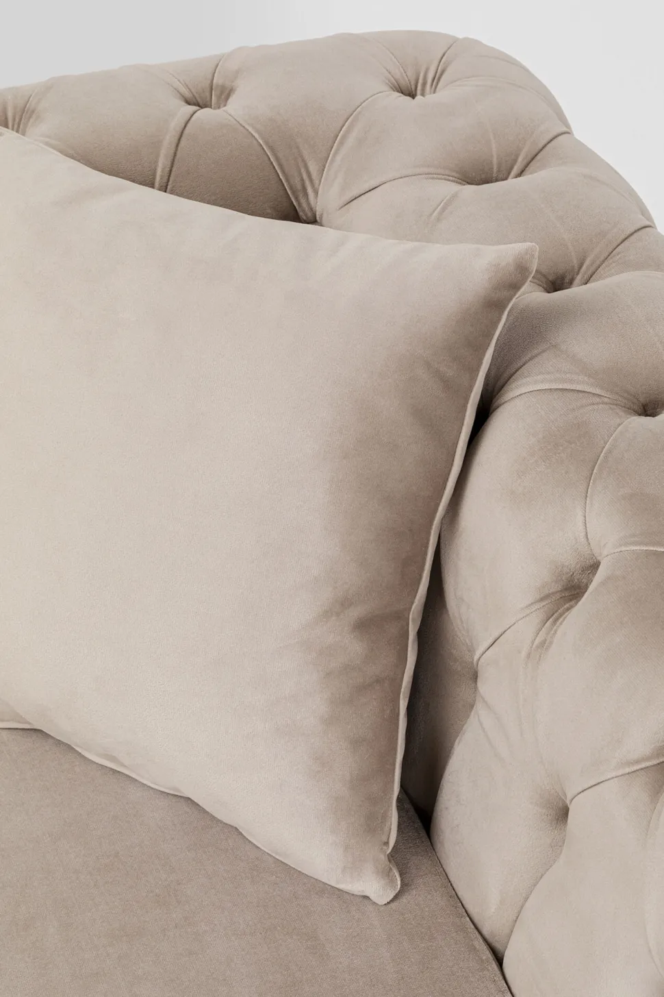 Narożnik Prawy Welurowy Pikowany Taupe Glamour 240x180 Cm Nogi Czarne