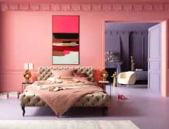 Obraz Abstrakcyjne Kształty Ręcznie Malowany 73x143 Cm Różowy