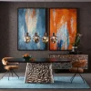 Obraz Abstrakcyjny Do Salonu Pomarańczowy Duży 120x180 Cm