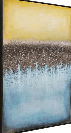 Obraz Abstrakcyjny Ręcznie Malowany Niebieski 90x120 Cm