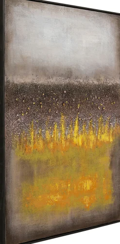 Obraz Abstrakcyjny Ręcznie Malowany żółty 90x120 Cm