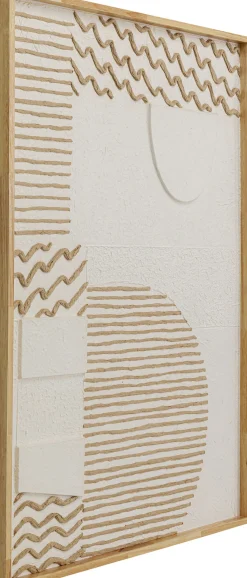 Obraz Boho Biało-naturalny Papier Rama Dębowa 81x122 Cm
