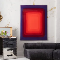 Obraz Czerwono-niebieski Płótno Bawełniane Prostokąty 120x160 Cm