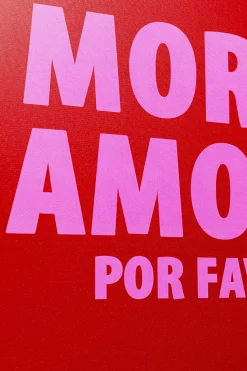 Obraz Czerwony Z Różowym Napisem More Amor Por Favor 40x50 Cm