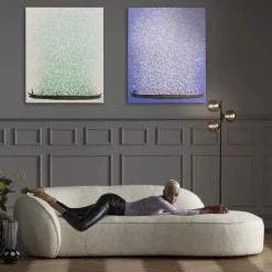 Obraz łódź I Zielone Kwiaty 80x100 Cm Beżowe Tło