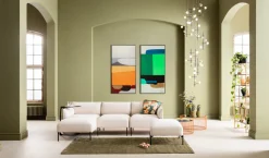 Obraz Do Salonu Abstrakcyjny Pomarańczowy 73x143 Cm