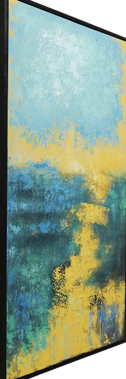 Obraz Do Salonu Duży Ręcznie Malowany Odcienie Niebieskiego 125x215 Cm