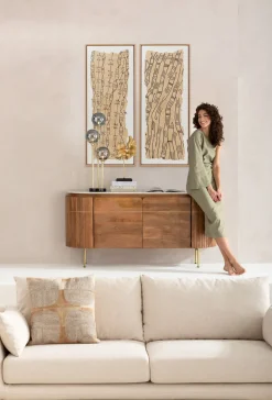 Obraz Do Salonu Naturalny Boho Czarne Wzory 50x150 Cm