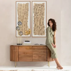Obraz Do Salonu Naturalny Boho Czarne Wzory 50x150 Cm