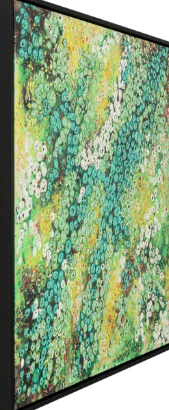 Obraz Do Salonu Odcienie Zieleni Detale Ręcznie Malowane 100x100 Cm