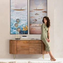 Obraz Kolorowy łódka W Chmurach Rama Czarna 60x120 Cm