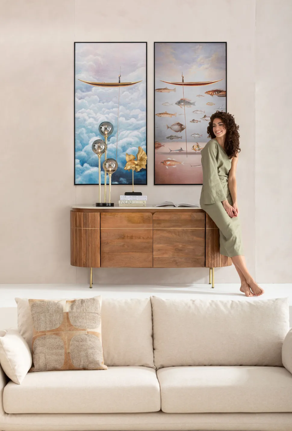 Obraz Kolorowy łódka W Chmurach Rama Czarna 60x120 Cm