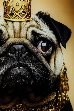 Obraz Szklany Kolorowy Książę Mops 40x60 Cm