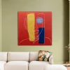 Obraz Szklany Twarz 100x100 Cm Czerwone Tło
