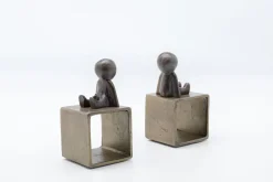 Podpórki Na Książki Little Males 2 El. 21x19 Cm Aluminium Brązowe