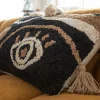 Poduszka Dekoracyjna Boho Z Frędzami 60x35 Cm Oko Czarno-beżowa