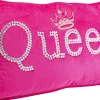 Poduszka Dekoracyjna Różowa Aksamitna Z Napisem Queen 60x35 Cm