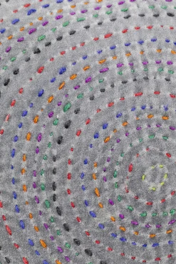 Poduszka Dekoracyjna Szara Z Kolorowymi Wzorami 60x35 Cm