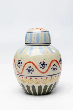Pojemnik Dekoracyjny Z Ceramiki Boho Kolorowe Wzory Ø19x25 Cm