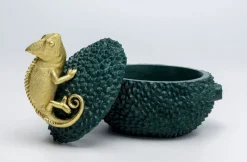Pudełko Na Biżuterię Lub Kosmetyki Chameleon 20 Cm Zielono-złote