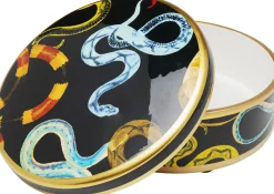 Pudełko Na Biżuterię Z Porcelany Motyw Węży Ø19x9 Cm
