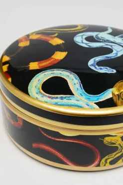 Pudełko Na Biżuterię Z Porcelany Motyw Węży Ø19x9 Cm