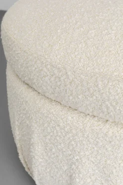 Pufa Biała Skandynawska Boucle Do Salonu Ø56 Cm