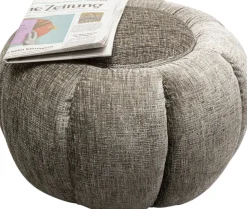 Pufa Nowoczesna Szara Do Salonu Ø52 Cm