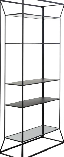 Regał Loft Stal Czarna I Szkło Transparentne 90x200 Cm