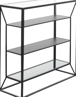 Regał Loft Stal Czarna I Szkło Transparentne 90x90 Cm