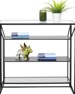 Regał Loft Stal Czarna I Szkło Transparentne 90x90 Cm