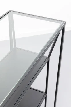 Regał Loft Stal Czarna I Szkło Transparentne 90x90 Cm