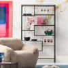 Regał Stojący Loft Czarny Ze Szklanymi Półkami 115x195 Cm