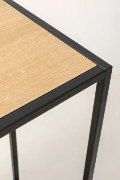 Regał Stojący Półki Naturalne MDF Laminowany Rama Czarna Stalowa 77x100 Cm