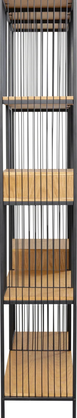 Regał Stojący Z 2 Szufladami Fornir Dębowy I Stal 125x200 Cm