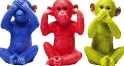 Skarbonka Monkey Mizaru 24x35 Cm Niebieska