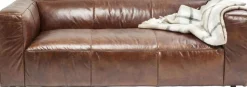 Sofa Cubetto 220x67 Cm Brązowa Skóra Naturalna