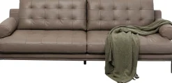 Sofa Ekskluzywna 2-osobowa Skórzana Pikowana Szara 225 Cm