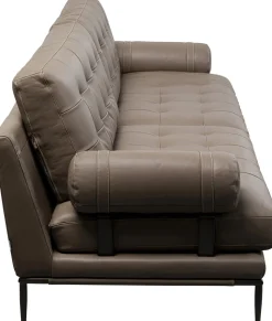 Sofa Ekskluzywna 2-osobowa Skórzana Pikowana Szara 225 Cm