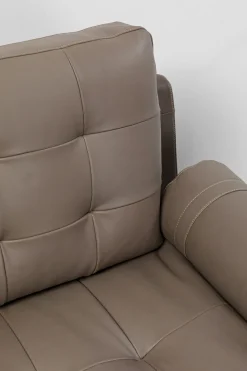 Sofa Ekskluzywna 2-osobowa Skórzana Pikowana Szara 225 Cm