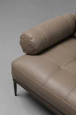 Sofa Ekskluzywna 2-osobowa Skórzana Pikowana Szara 225 Cm