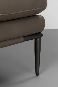 Sofa Ekskluzywna 2-osobowa Skórzana Pikowana Szara 225 Cm