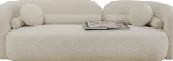Sofa Kremowa 3-osobowa Tkanina Boucle 225 Cm