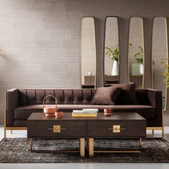 Sofa Loft 226x70 Cm Brązowa