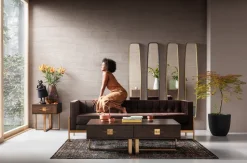 Sofa Loft 226x70 Cm Brązowa